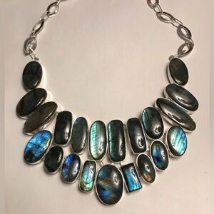 Labradorite Stamped 925 Sterling Silver Necklace